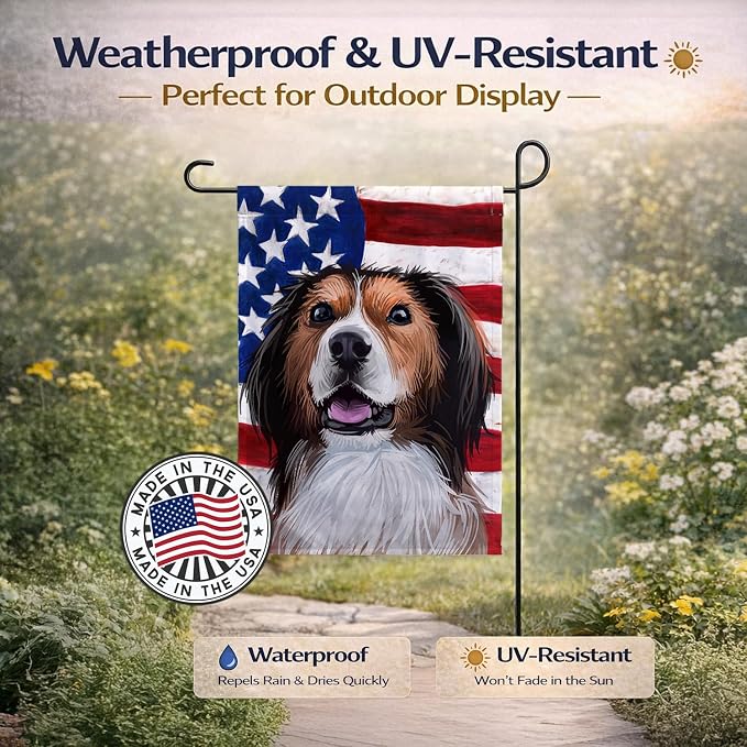 Caroline's Treasures CK6595GF Kooikerhondje American Flag Garden Flag Mailbox Flag Decorative Yard Flag Banner Outside Patio Artwork Yard Flower Beds, Garden Size, Multicolor