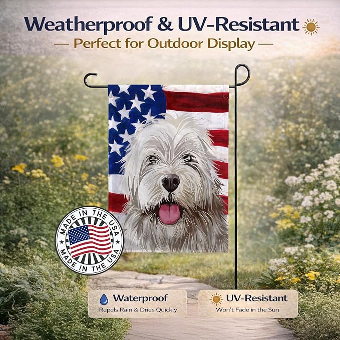 Caroline's Treasures CK6688GF Sapsali Dog American Flag Garden Flag Mailbox Flag Decorative Yard Flag Banner Outside Patio Artwork Yard Flower Beds, Garden Size, Multicolor