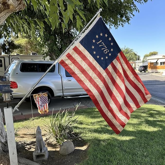 Bradford Vintage 1776 Flag 4x6 ft for Outside, Tea Stained 1776 American Betsy Ross Flag 250 Anniversary Aged Looking for 4th of July Old Bennington USA US 76 Flag with 2 Brass Grommets