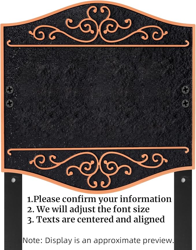 Personalized Lawn Address Sign - Custom Address Plaque,House Number Sign Plaque,House Numbers for Outside Lawn,Ground,Yard,Garden (Black/Red Copper)