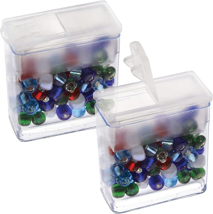The Beadsmith Clear Plastic Boxes - Rectangle with a Flip Top Cap - 7/16” x 1” x 1” - Use for Beads, Bath Salts, Wedding & Party Favors, Home or Office Storage - Bag of 100