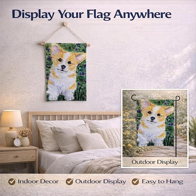 Caroline's Treasures SS8854GF Corgi Garden Flag Mailbox Flag Decorative Yard Flag Banner Outside Patio Artwork Yard Flower Beds, Garden Size, Multicolor
