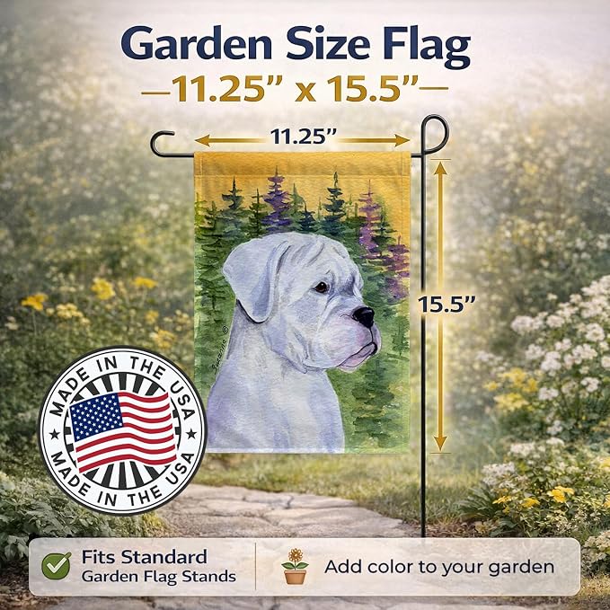 Caroline's Treasures SS8198GF Boxer Garden Flag Mailbox Flag Decorative Yard Flag Banner Outside Patio Artwork Yard Flower Beds, Garden Size, Multicolor