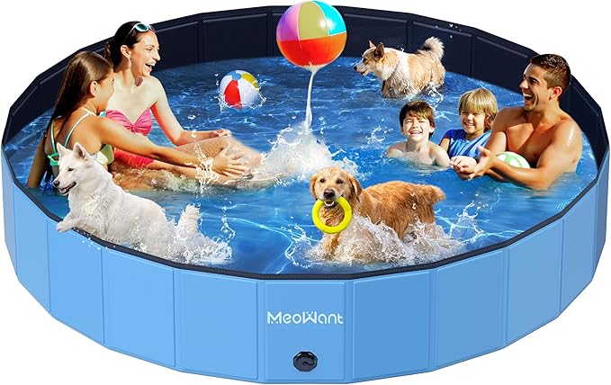 Meowant Extra Large Dog Pool Foldable 120'', Hard Plastic Kiddie Pool | Dog Swimming Pools Collapsible Dogs Pet Bath Pools, Portable Deep Dogs (7XL-120'' × 20'')