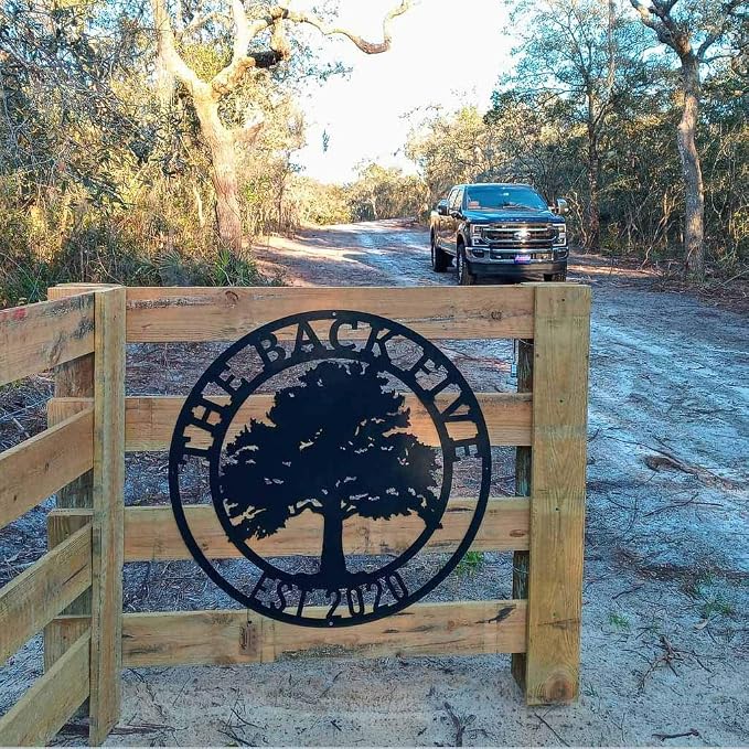 RealSteel Tree of Life Oak Tree, Custom Metal Signs for Outside, Est. Year Monogram, Personalized Metal Wall Decor, Last Name Sign, Family Name Sign, Dad Gift, Outdoor Garden Decor
