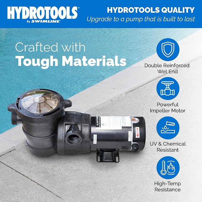 SWIMLINE HYDROTOOLS Above-Ground Pool Motor Pump, 2-Speed, Hydro-Flo 1 HP w/ 5280 GPH, Horizontal | Variable Dual-speed Above-ground Pool Pump, 1.0 HP, 5, 280 GPH, Horizontal Discharge, Strainer Basket, 115V, DOE-certified