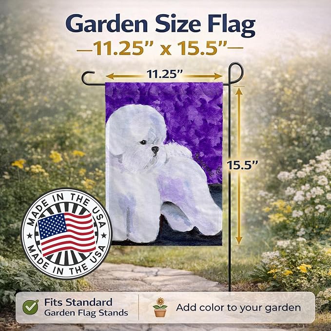 Caroline's Treasures SS8692GF Bichon Frise Garden Flag Mailbox Flag Decorative Yard Flag Banner Outside Patio Artwork Yard Flower Beds, Garden Size, Multicolor