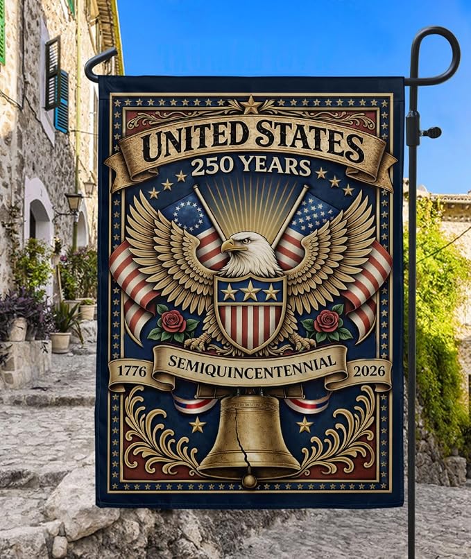 1776-2026 Commemorative, 250 Anniversary Usa Flag, Dualided Design, American 250th Anniversary Patriotic Design, American Flag With Eagle, Garden Flags For Outside 4 (12x18 Inch)