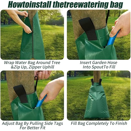 10 Pack Tree Watering Bags Slow Release:20 Gallon - Reusable & Premium PVC Water Bags - Slow Watering 6-8 Hours for Newly Planted or Established Trees in Hot Weather