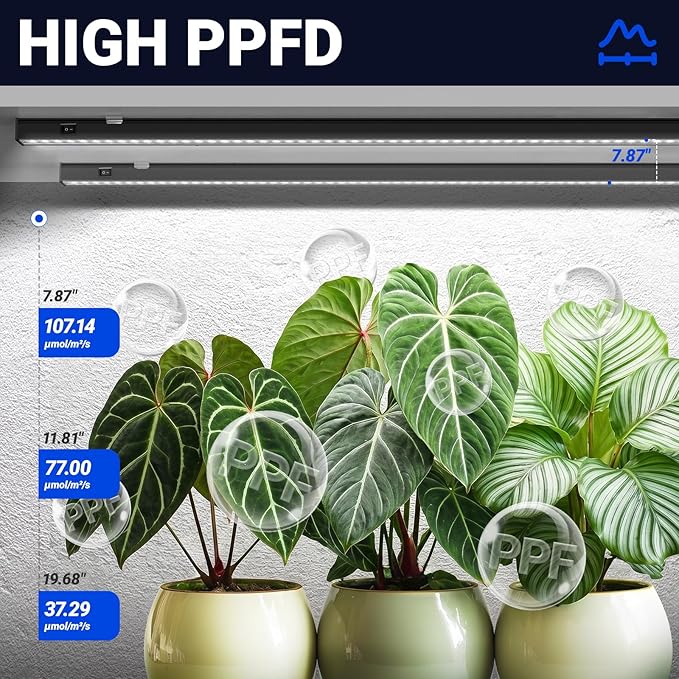 Barrina T5 Grow Lights, 2FT 80W(8 x 10W) Black Cover, LED Plant Growing Lamp for Indoor Plants, Full Spectrum Grow Light Strip with Switch, Magnetic Installation, Plug and Play, 5000K White, 8 Packs