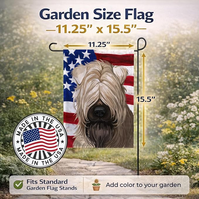 Caroline's Treasures CK6715GF Soft-Coated Wheaten Terrier American Flag Garden Flag Mailbox Flag Decorative Yard Flag Banner Outside Patio Artwork Yard Flower Beds, Garden Size, Multicolor