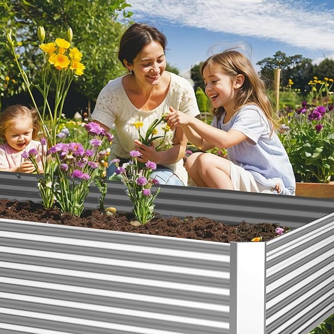3pcs 6x3ft Galvanized Raised Garden Bed Outdoor,Above Ground Garden Bed for Vegetable,Metal Raised Beds for Flower,Steel Raised Beds for Gardening