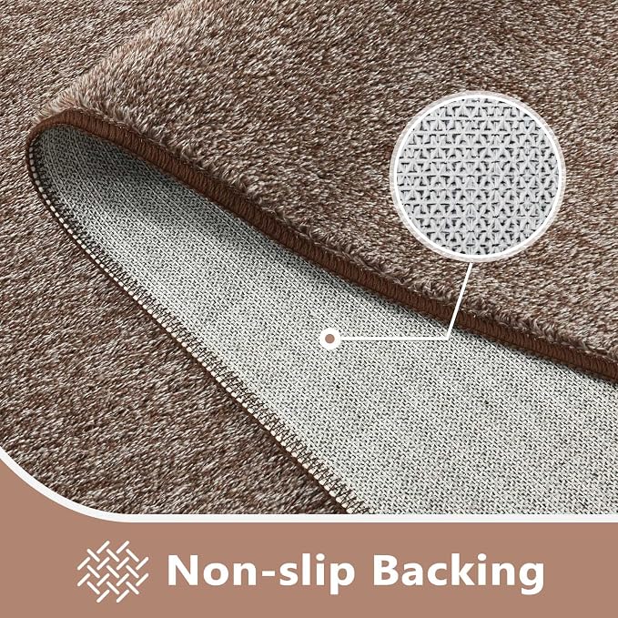 6x9 Large Brown/White Area Rug Non-Slip Washable for Living Room Bedroom | Soft丨Stays Put丨Low Pile Thin丨Lays Flat丨Kid & Pet Friendly丨Dorm丨Dining Room丨Nursery丨Playroom丨Indoor丨Laundry丨Carpet丨Home Decor
