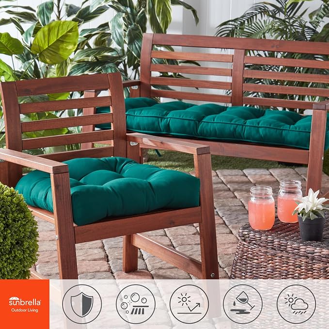 Outdoor 51 x 18-inch Sunbrella Bench Cushion, Canvas Forest