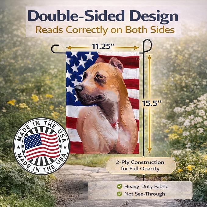 Caroline's Treasures CK6388GF Alano Espanol American Flag Garden Flag Mailbox Flag Decorative Yard Flag Banner Outside Patio Artwork Yard Flower Beds, Garden Size, Multicolor