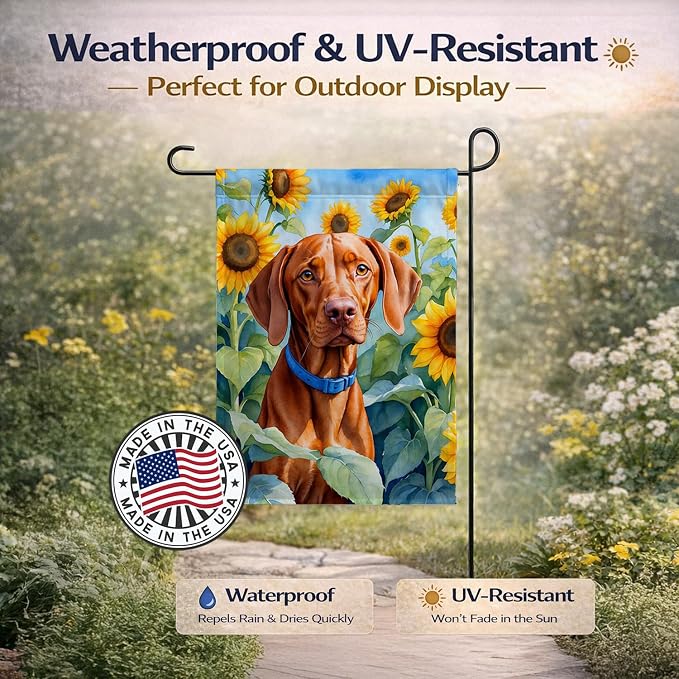 Caroline's Treasures DAC6169GF Vizsla in Sunflowers Garden Flag Mailbox Flag Decorative Yard Flag Banner Outside Patio Artwork Yard Flower Beds, Garden Size, Multicolor
