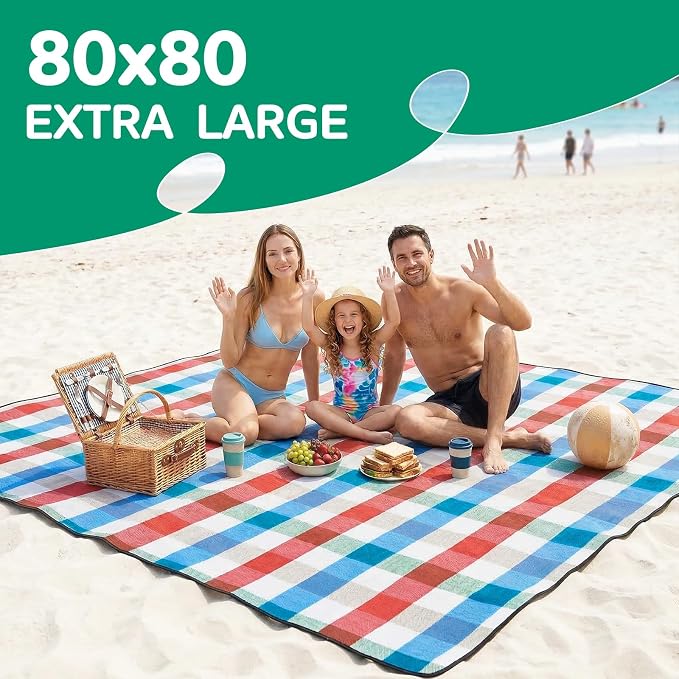 Waterproof Beach Blanket Picnic Outdoor Mat Extra Large Women Men Family Summer Vacation Essentials Lake Day Must Haves Travel Accessories Supplies Camp Gear Stuff Necessities Items Gadget Needs Gift