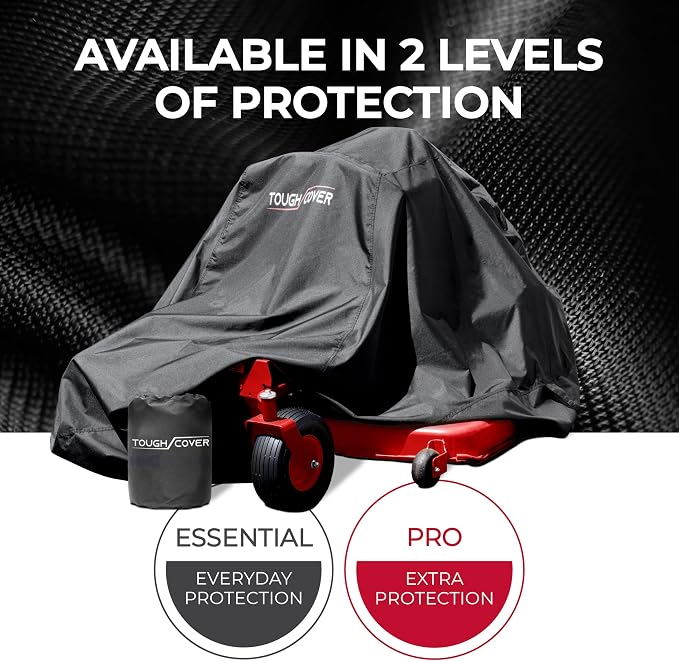 Tough Cover Zero Turn Mower Cover - 600D Fabric, Black - Waterproof UV Defense & Wind Resistance for Outdoor Use - Heavy-Duty Waterproof Cover for Tractor - Drawstring Strap for Zero Turn Lawn Mower