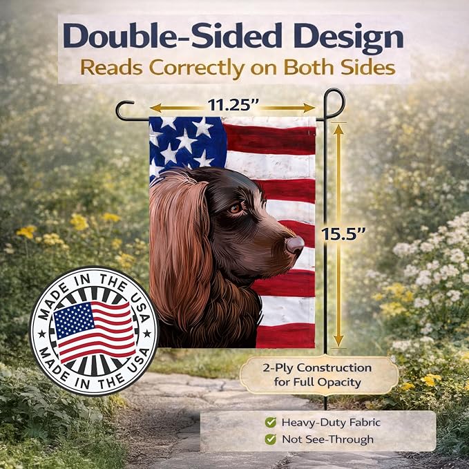 Caroline's Treasures CK6455GF Boykin Spaniel Dog American Flag Garden Flag Mailbox Flag Decorative Yard Flag Banner Outside Patio Artwork Yard Flower Beds, Garden Size, Multicolor