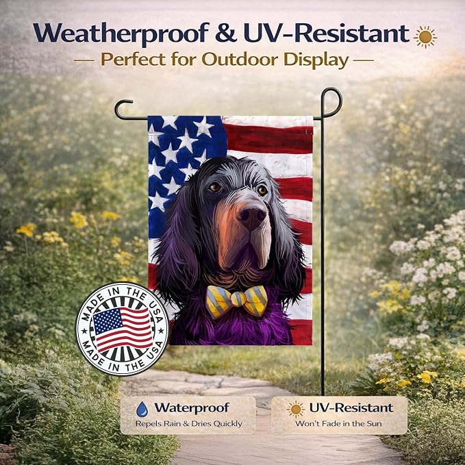 Caroline's Treasures CK6543GF Gordon Setter Dog American Flag Garden Flag Mailbox Flag Decorative Yard Flag Banner Outside Patio Artwork Yard Flower Beds, Garden Size, Multicolor