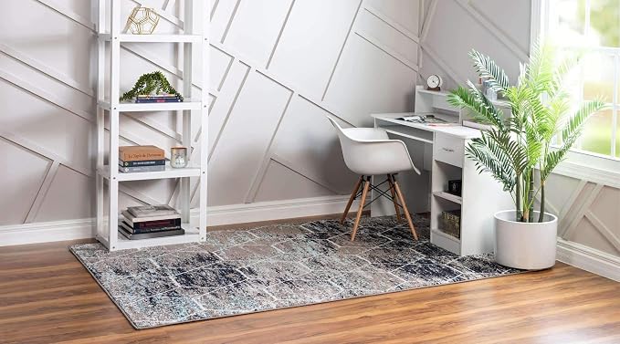Unique Loom Trellis Frieze Collection Area Rug - Geometric (7' x 10', Blue Multi/ Ivory)