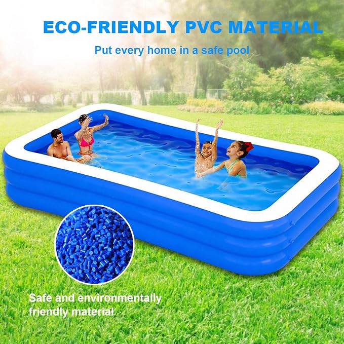 Inflatable Pool for Kids and Adults - Kiddie Pool Inflatable Swimming Pool for Kids Pools for Backyard Blow Up Pool 120" X 72" X 22" Air Pump Kids Pool Family Pool, Toddlers, Lounge Water Play Party