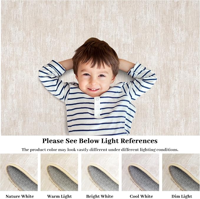 GarveeHome Washable Rugs 8x10 Area Rugs for Living Room, Modern Solid Color Rug with Non Slip Backing, Stain Resistant Low Pile Throw Carpet Non Shedding Soft Mats for Dining Room, Bedroom, Beige