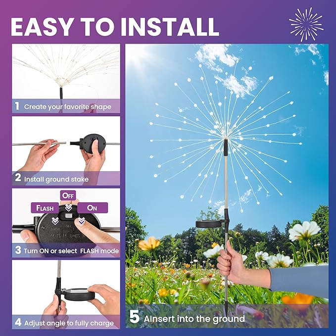 PEVOROS Garden Decor Solar Lights Outdoor,120LED Waterproof Colorful Solar Fairy Garden Lights for Outdoor Decoration,Yard, Patio, Porch,Flower Pot,Pathway (2Pack)