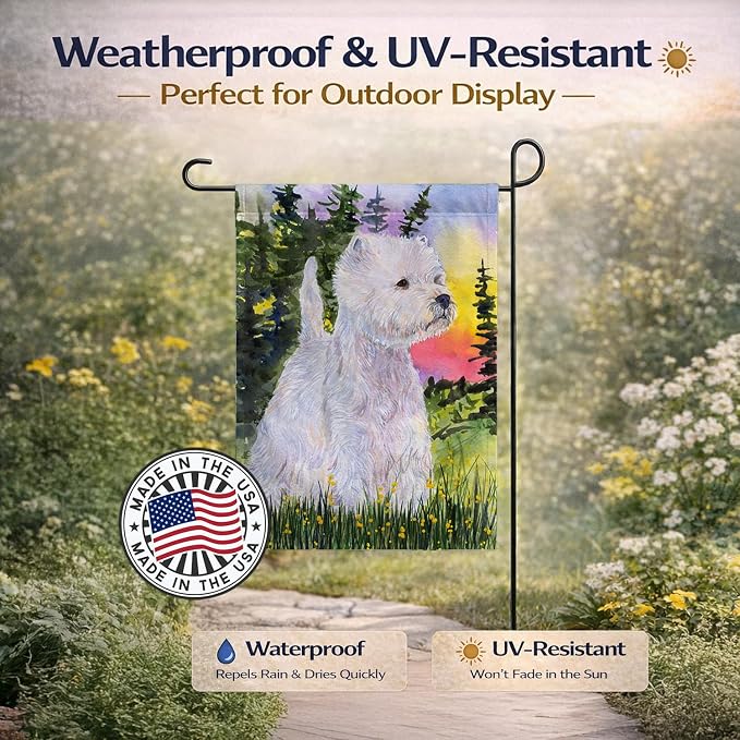 Caroline's Treasures SS1067GF Westie Garden Flag Mailbox Flag Decorative Yard Flag Banner Outside Patio Artwork Yard Flower Beds, Garden Size, Multicolor