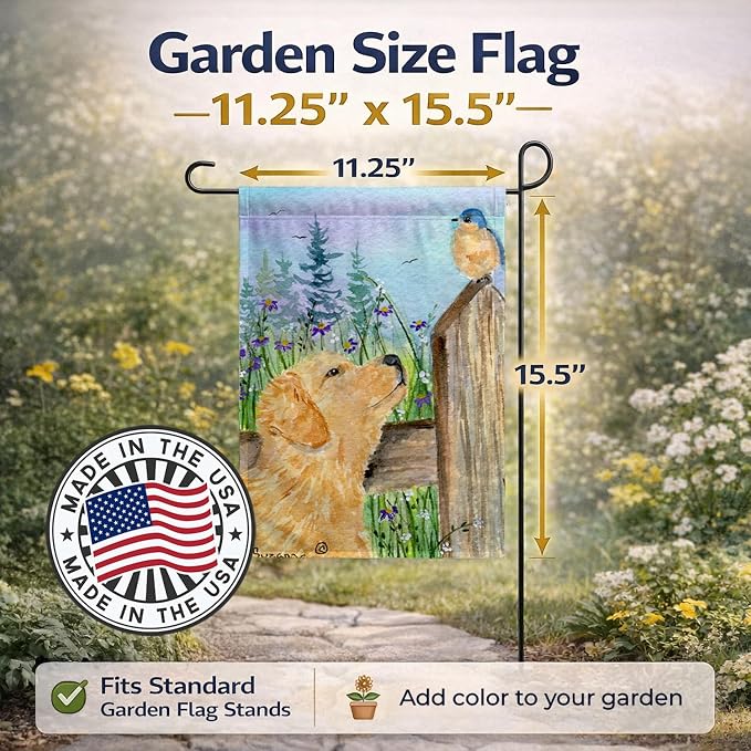 Caroline's Treasures SS8883GF Golden Retriever Garden Flag Mailbox Flag Decorative Yard Flag Banner Outside Patio Artwork Yard Flower Beds, Garden Size, Multicolor