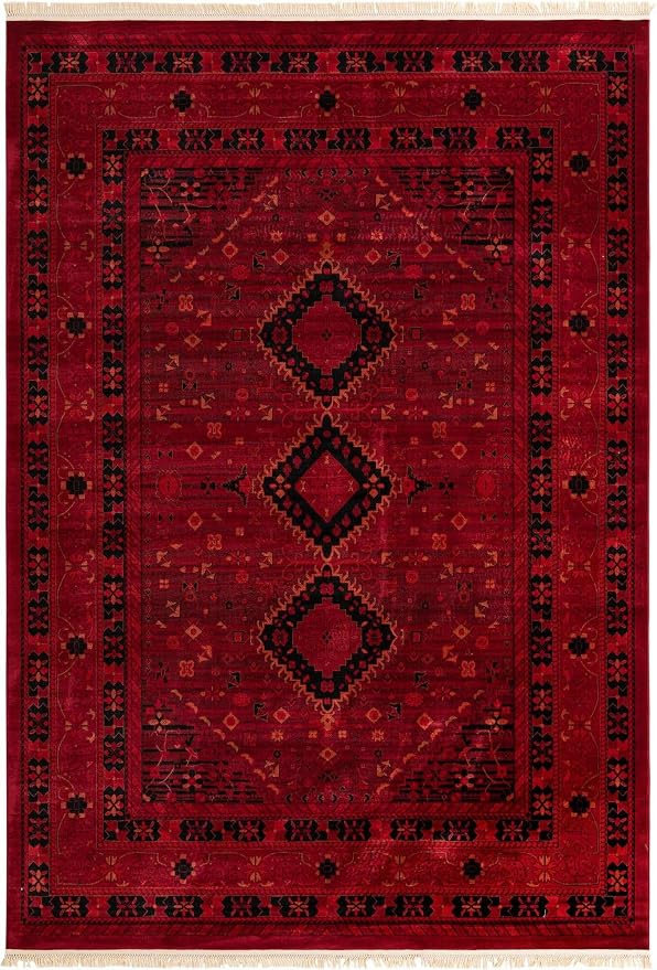 Unique Loom Tekke Collection Area Rug - Sheibani (10' x 14' 1" Rectangle, Red/ Black)