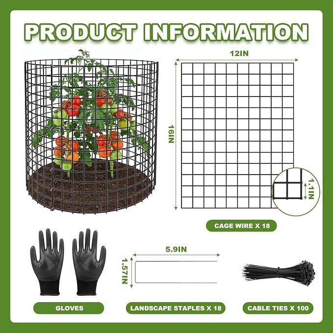 Plant Protector from Animals, 6 Set Plant Cages for Outdoor Plants 12'' x 16'' Metal Wire Protectors for Plants, Protection Cages with Stakes & Zip Ties, to Keep Rabbits Chicken Duck Out for Garden