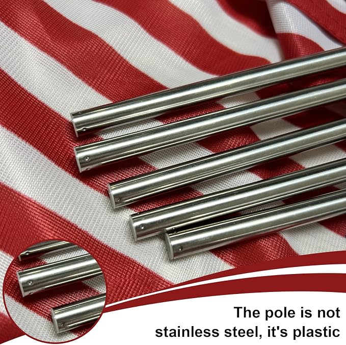 8x12 inch Small American Flag on Stick 6 Pcs for 250th Anniversary, Mini Hand Held US USA Flags with Stainless Steel Pole for Outside Yard 4th of July Decorations