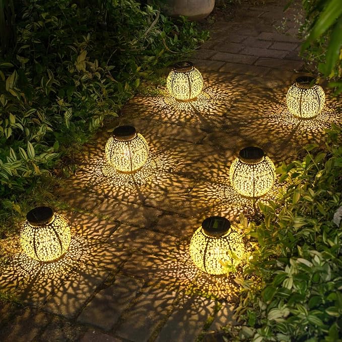 2Pack Solar Outdoor Lanterns Waterproof, Garden Gifts for Mom, Rose Solar Garden Decor , Warm White Table Lights for Yard Art, Porch, Mothers Day Grandma Wife (Antique Bronze )