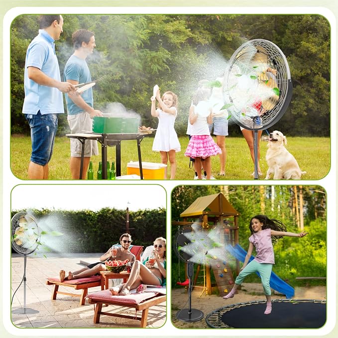 Anti Leak Misting Fans for Outside,Outdoor Misting Fan Kit,19.69FT(6M) with 6 Brass Nozzle + 6m Line + 3/4" Adapter Water Mist Sprayer for Backyard Patio, Perfect for Outdoor Cooling System