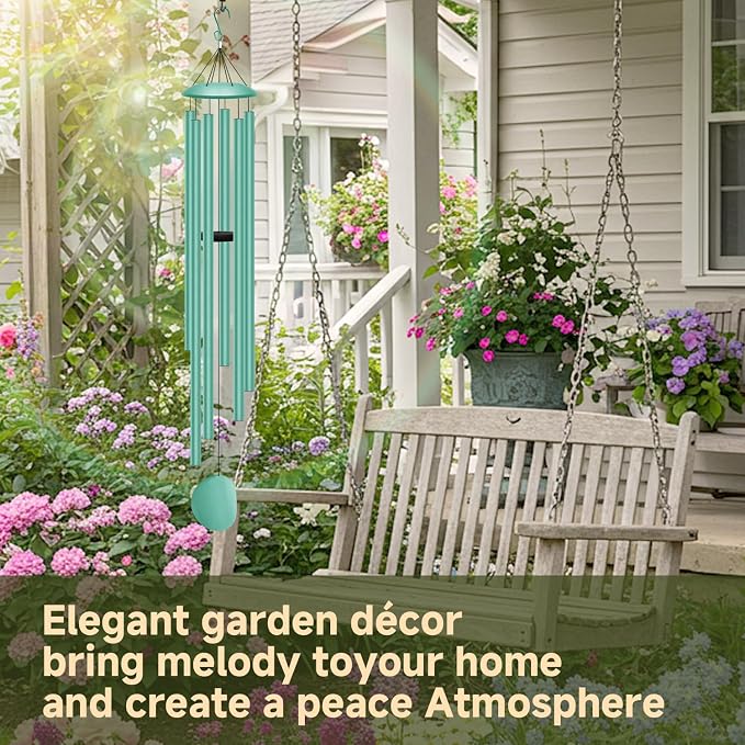 66" Extra Large Wind Chimes for Outside Deep Tone,6 Thick and Bold Aluminum Tubes Tuned Relaxing Melody Wind Chime,Big Wind Chimes for Garden Patio Decor, Great Gift Idea for Mother's Day(Ocean Blue)