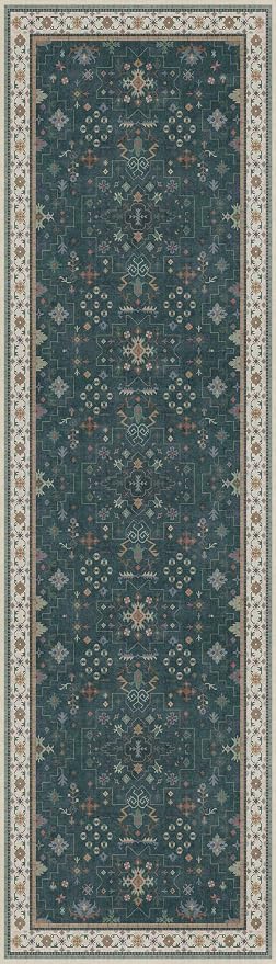 Vintage 2x7 Washable Runner Rug Non Slip for Kitchen, Bathroom, Hallway - Low Pile Stain Resistant 7ft Long Runner Rugs - Victorian Eclectic Floral Pastel Home Decor (2x7 Dark Green)