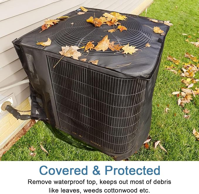 Air Conditioner Covers for Outside with 600D Detachable Breathable Waterproof Top, Winter AC Unit Covers Outdoor Against Cottonwood, Leaves, Snow (32"L x 32"W x 36"H)