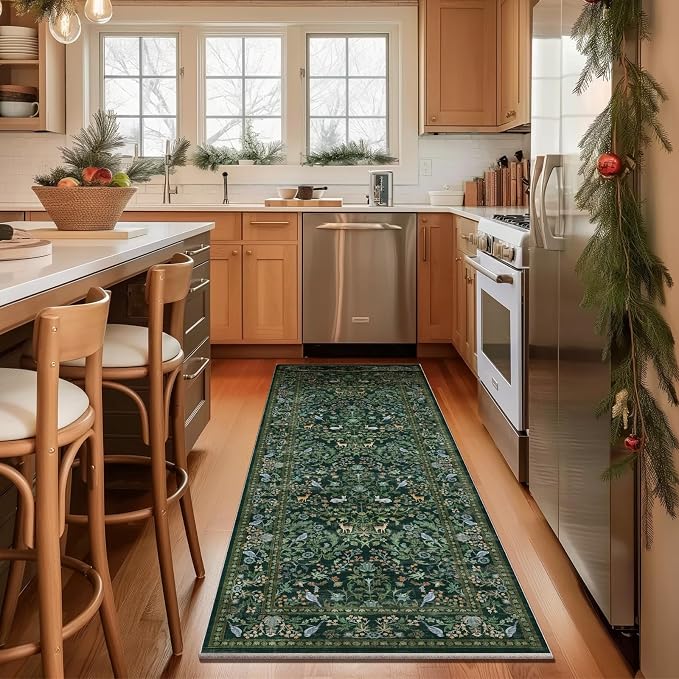 Washable Runners for Hallways Kitchen Rugs: 2'6"x8' Runner Rug Stain Resistant Non Slip Low Pile Soft Carpet Runners Rug for Entryway Hallway Bedroom Kitchen Indoor Laundry Room
