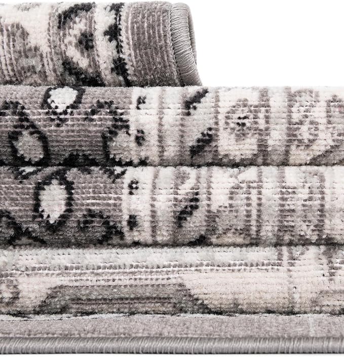 Unique Loom Williamsburg Collection Traditional Border with Dotted Center Area Rug, Rectangular 8' 0" x 10' 0", Gray/Beige