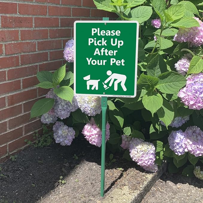 SmartSign "Please Pick Up After Your Pet" LawnBoss® Sign | 10" x 12" Aluminum Sign With 3' Stake