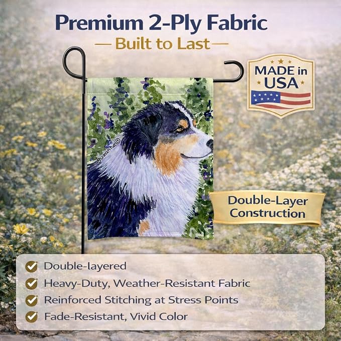Caroline's Treasures SS8737GF Australian Shepherd Garden Flag Mailbox Flag Decorative Yard Flag Banner Outside Patio Artwork Yard Flower Beds, Garden Size, Multicolor