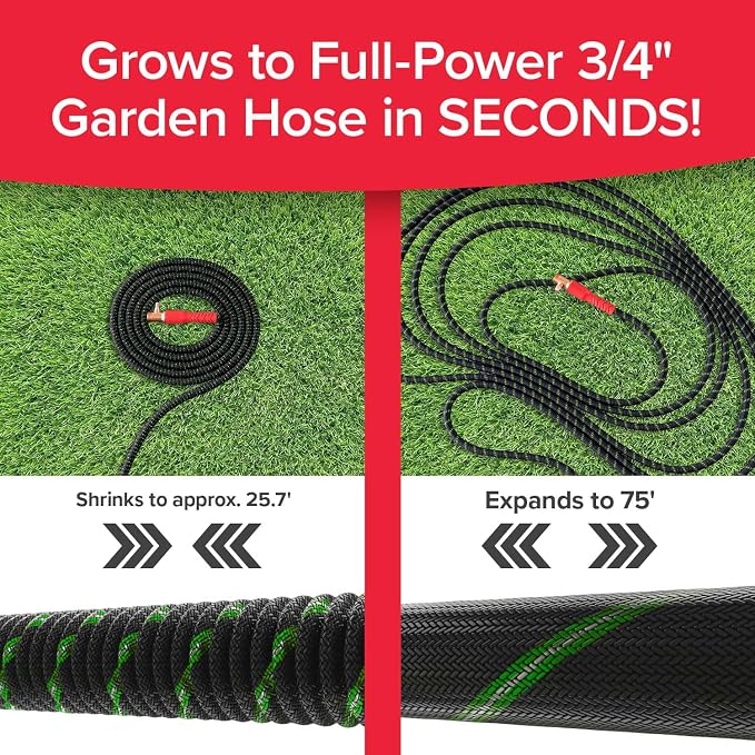 Pocket Hose Ballistic Double UV Edition 75 FT Expandable Garden Hose w/Pocket Pivot Swivel Connector, Anti-Burst Sleeve Reinforced w/Bulletproof Fiber, Lightweight, No-Kink, Compact, AS SEEN ON TV