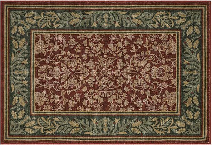 GarveeHome Small Area Rugs 2x3 Non Slip Washable Entryway Rug, Red | Boho Vintage Front Door Mat Soft Low-Pile Stain Resistant Indoor Throw Carpet for Kitchen Bathroom Bedroom Decor