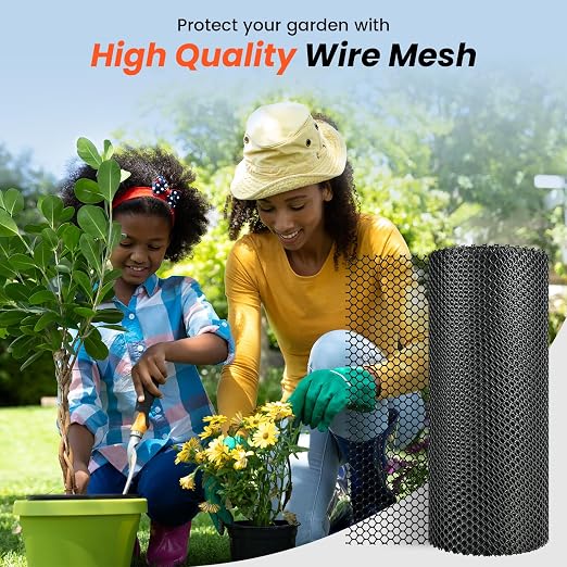 Toolterritary Plastic Wire Mesh,16IN x 50FT Chicken Wire Fencing for Floral Arrangements, Chicken Wire Mesh for Crafts with 100 Pcs Zip Ties,Gaden Netting for Dogs, Deers, Poultry