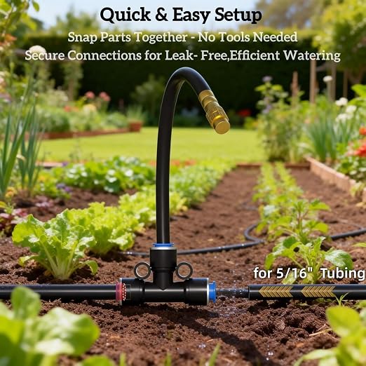 100 Ft Drip Irrigation System for Garden - Drip Irrigation Kit with 32 360°Adjustable Copper Nozzles Hose, Automatic Atomizing Plant Watering Sprinkler System for Yard, Lawn, Greenhouse, Potted