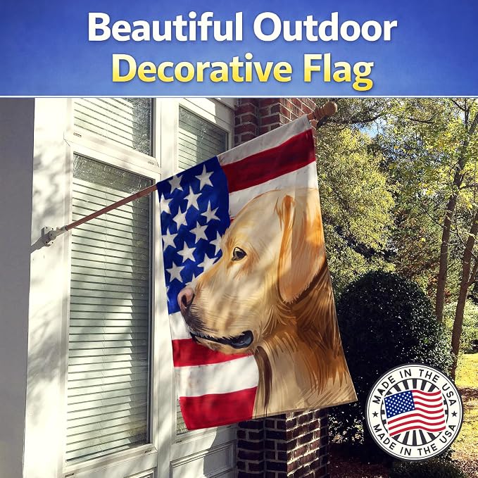 Caroline's Treasures CK6600CHF Labrador Retriever American Flag House Flag Large Porch Sleeve Pole Decorative Outside Yard Banner Artwork Wall Hanging, Polyester, House Size, Multicolor