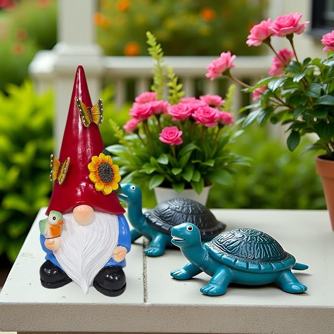 Key Hider Outdoor Garden Gnomes Statue Hide A Key Outside Gnome Figurine Decor for Yard Lawn Hidden Spare Key Holder Lock Box Red