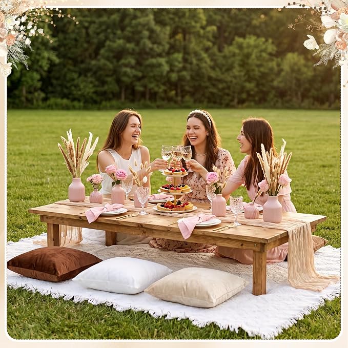 Moukeren 10 Pcs 71''x102'' Extra Large White Outdoor Boho Picnic Blanket with Table Runner and 8 Throw Pillow Covers Oversized Washable Portable Beach Blanket for Picnic Camp Lawn Wedding