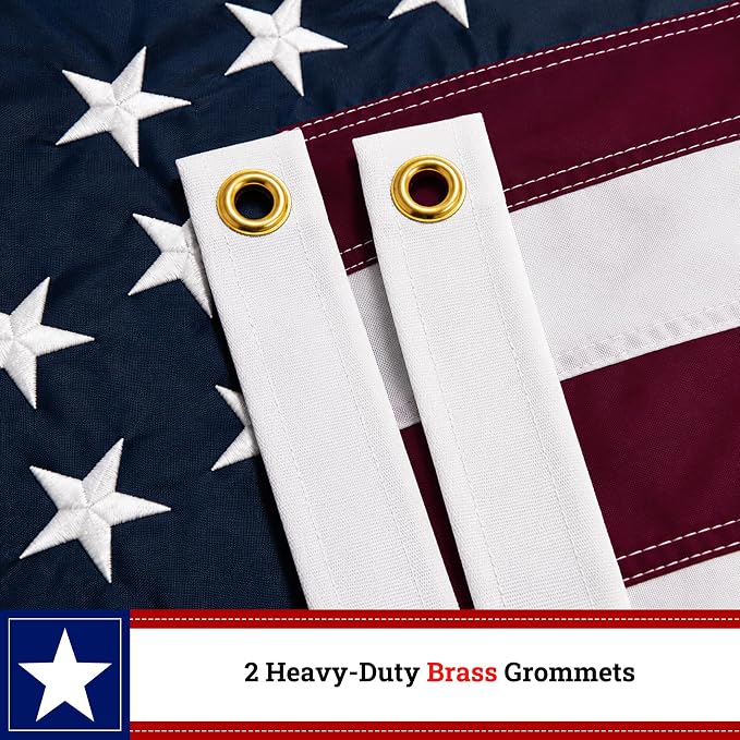American Flag 3x5 FT for Outside, Heavy Duty 210D Polyester USA Flag with Embroidered Stars, Sewn Stripes & Brass Grommets for All Weather High Wind Resistant Flags for House, Yard, Garden